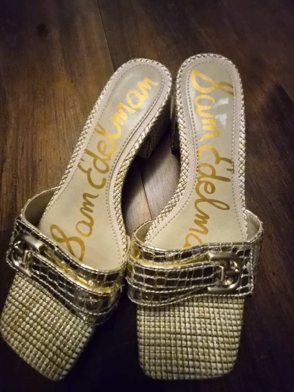 Sam Edelman Gold Woven Slide Sandals